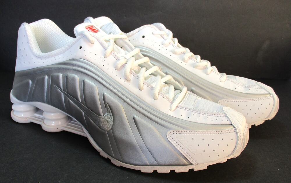 New NIKE Men's Shox RX 4 Athletic Shoes Sneaker White Silver Size 10 EU 44
